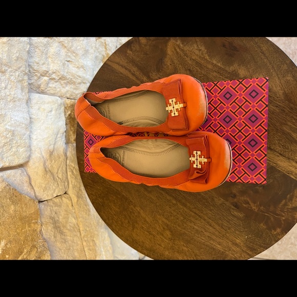 Tory Burch Shoes - Tory Burch Orange Sedgwick Flats